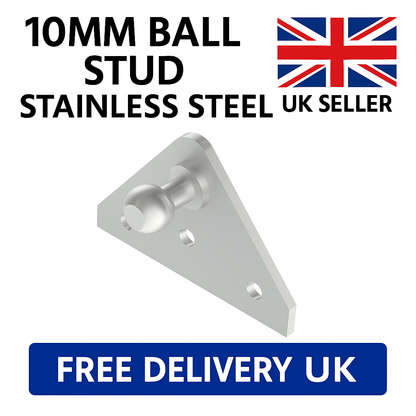 2x Stainless Steel Gas Strut Brackets – 10mm Ball Stud Heavy Duty Fittings UK