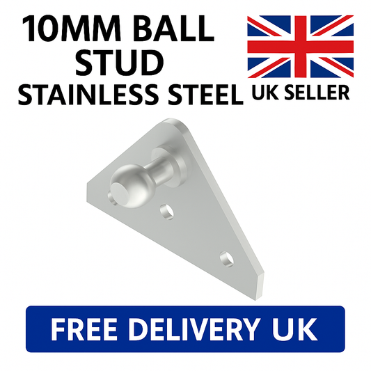 2x Stainless Steel Gas Strut Brackets – 10mm Ball Stud Mounting Kit | UK Stock