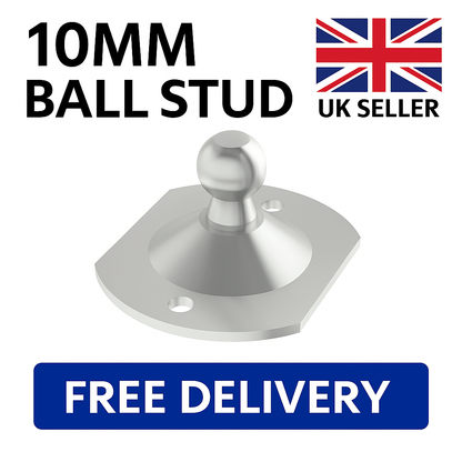 2x 10mm Gas Strut Brackets Fixed Ball Stud Zinc-Plated Steel Mount Fittings