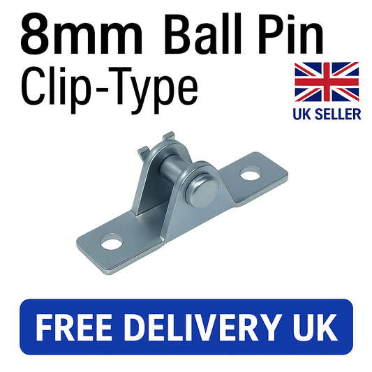 2x Gas Strut Brackets Clip-Type – 8mm Ball Pin Mounting for Eye Struts