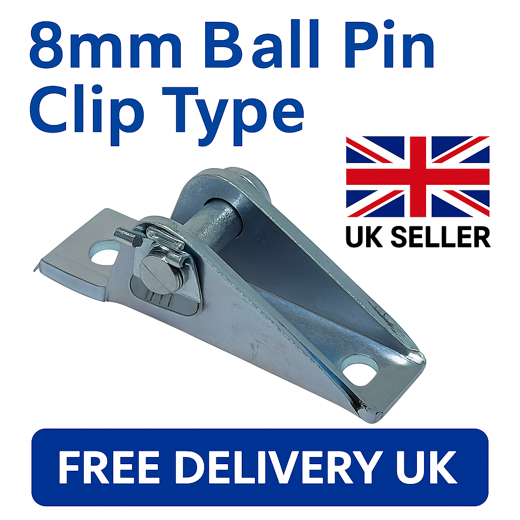 2x Gas Strut Mounting Brackets 8mm Ball Pin Clip-On Quick Release Zinc Plated