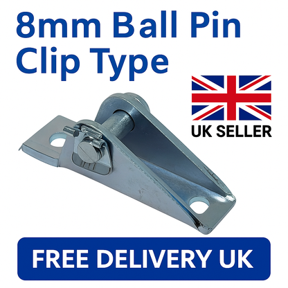 2x Gas Strut Mounting Brackets 8mm Ball Pin Clip-On Quick Release Zinc Plated