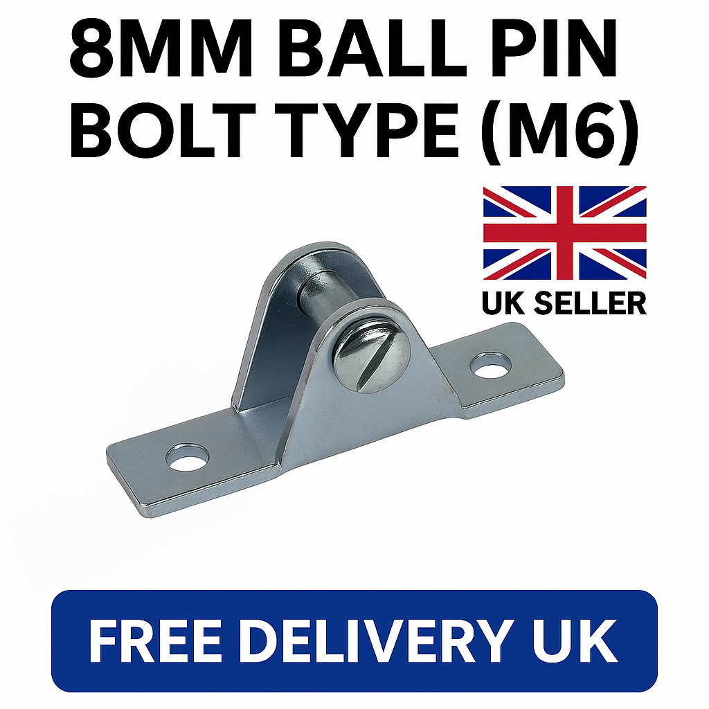 2x 8mm Gas Strut Brackets M6 Bolt Side Mount Zinc-Plated Ball Stud Fittings