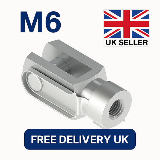 2x M6 Clevis Fork End Fittings with Spring Clip Zinc-Plated Steel DIN 71752