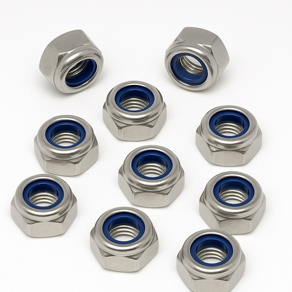 10x M10 Nyloc Lock Nuts A2 Stainless Steel Hex Anti Vibration DIN 985 Standard