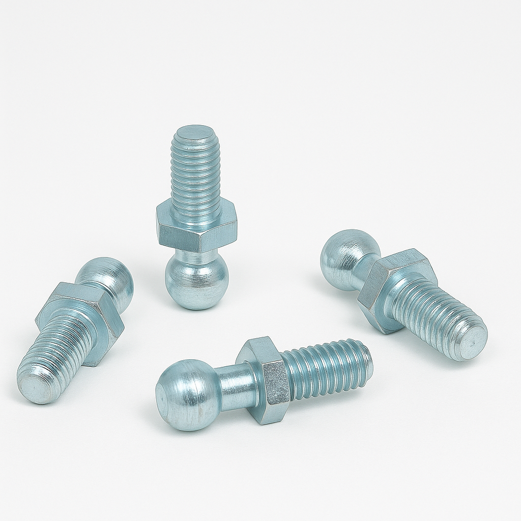 2x M8 Thread Gas Strut Ball Studs + 10mm Ball Joint Fittings Zinc Plated Steel