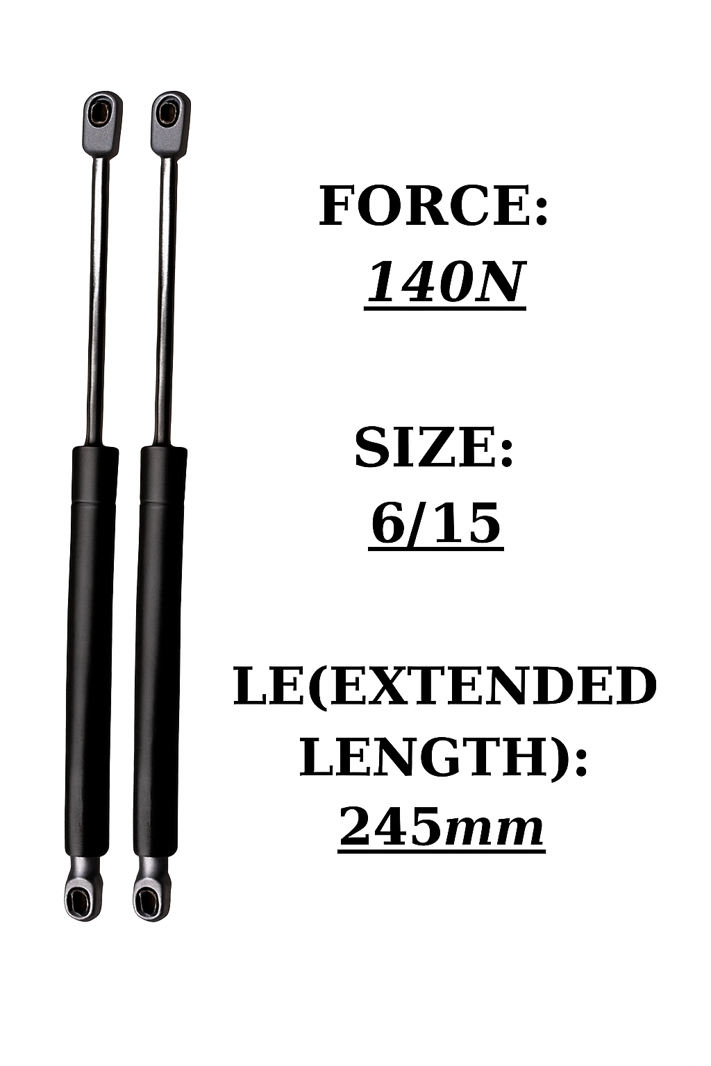2x 140N Short Gas Struts – Hydraulic Toolbox Hatch Lid Supports Rustproof UK