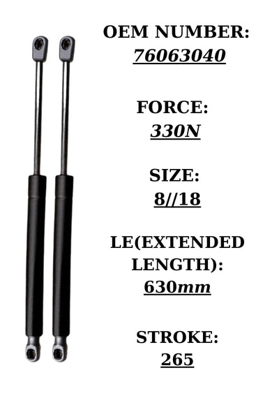 2x Tailgate Gas Struts for Fiat Tempra Weekend – OEM 76063040 330N 630mm
