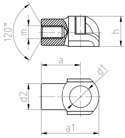 PPBS10-186 Plastic Universal Joint M8 Plastic Angle Joint Ball Socket for Gas Strut (2 Pcs)