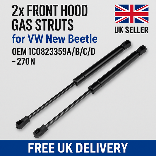 2x Bonnet Gas Struts for VW New Beetle – OEM 1C0823359A/B/C/D 270N 677mm Pair