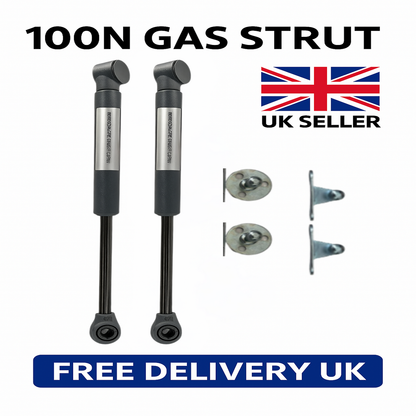 2x 100N Gas Struts – Soft Close Lift Supports with Cabinet Door Hinges & Brackets