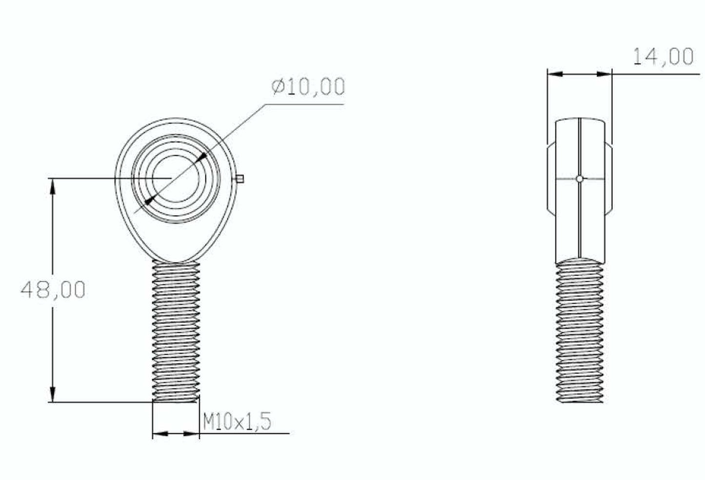 M10 Male Rod End Bearing POS10 10mm Bore LH Rose Joint – 2 Pack | SpringFix UK SpringFixUk