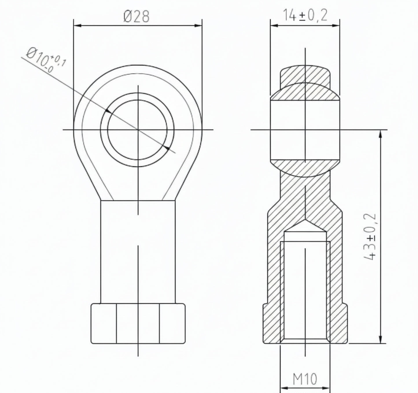2x PHS10 M10 Female Rod End Bearings 10mm Bore RH Rose Joints UK Seller