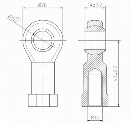 2x PHS10 M10 Female Rod End Bearings 10mm Bore RH Rose Joints UK Seller