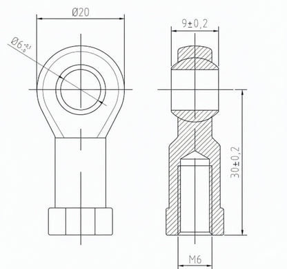 2x PHS6 M6 Female Rod End Bearings 6mm Bore RH Rose Joints UK Seller