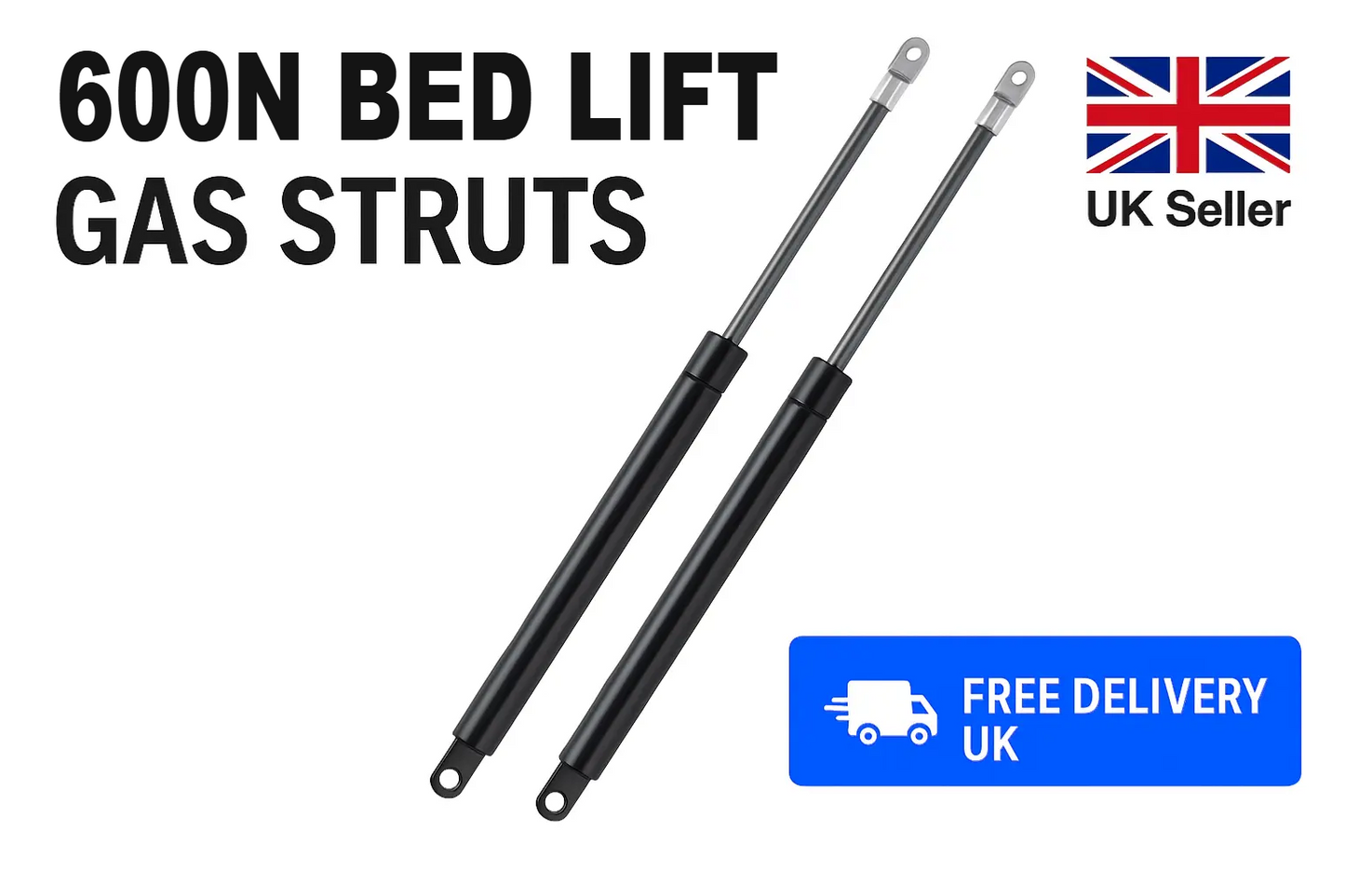 SpringFixUk pair of 600N 360mm gas struts with 8mm eye ends for ottoman storage beds.