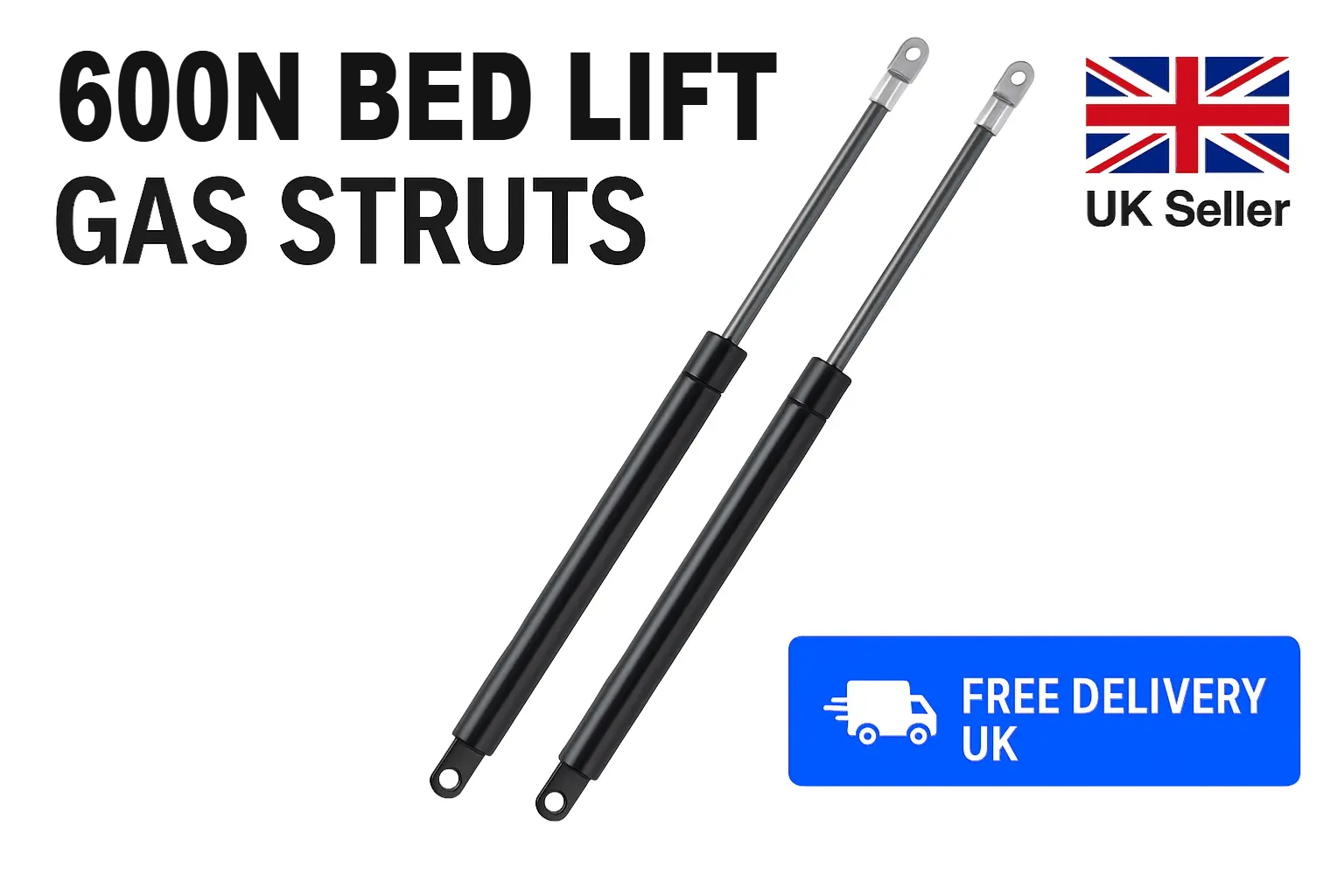 SpringFixUk pair of 600N 360mm gas struts with 8mm eye ends for ottoman storage beds.