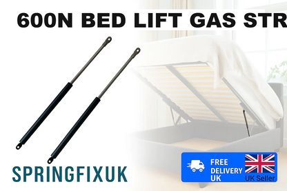 SpringFixUk pair of 600N 360mm gas struts with 8mm eye ends for ottoman storage beds.