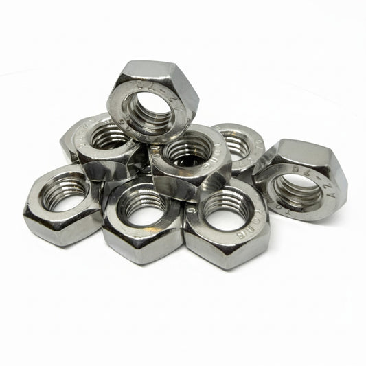 10x M10 A2-70 Stainless Steel Hex Nuts DIN 934 Metric Full Nuts UK Stock