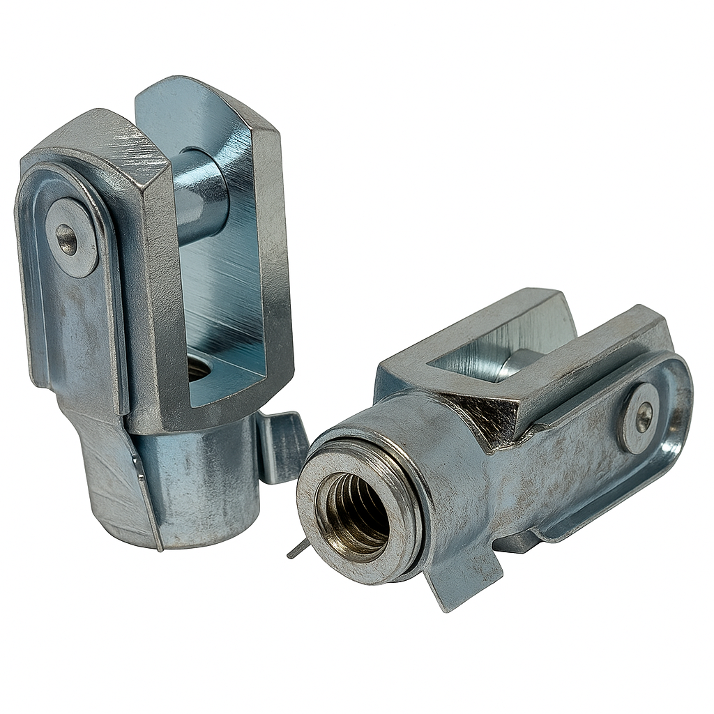 2x M10 Clevis Fork End Fittings – DIN 71752 Zinc-Plated Steel with Spring Clip UK