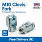2x M10 Gas Strut Clevis Fork Ends DIN71752 Zinc Plated Steel Spring Clip
