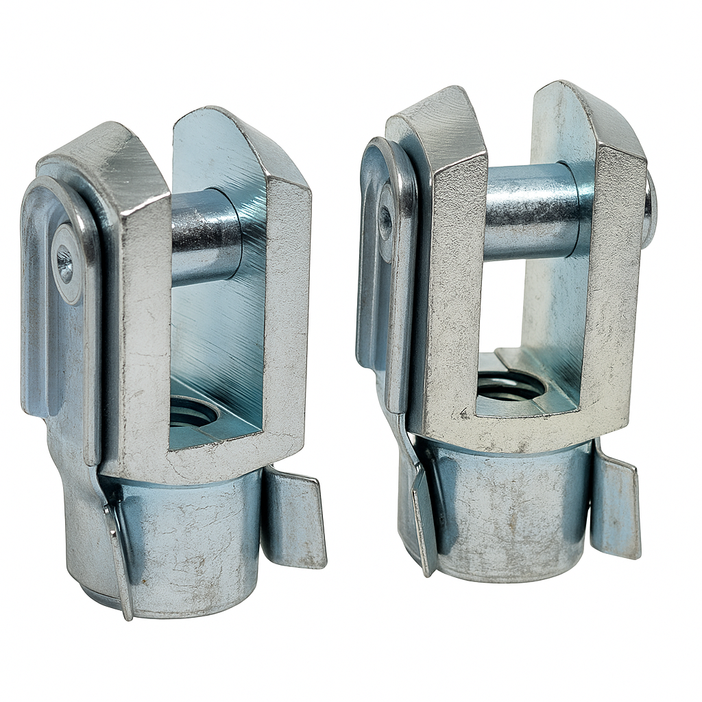 2x M8 Clevis Fork End Fittings – DIN 71752 Zinc-Plated Steel with Spring Clip UK