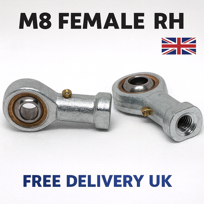 2x PHS8 M8 Female Rod End Bearings 8mm Bore RH Rose Joints UK Seller