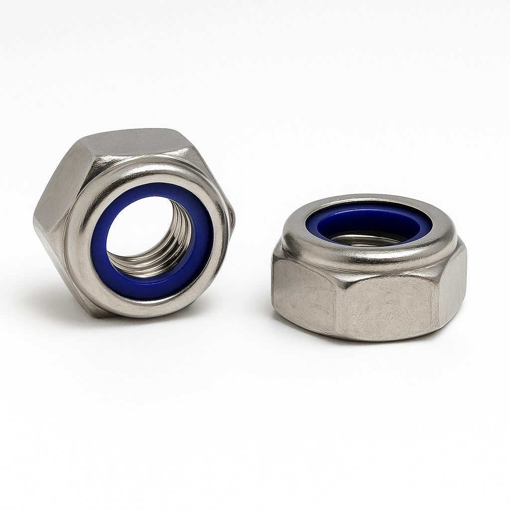 10x M8 A2 Stainless Steel Nyloc Lock Nuts – Hex Nylon Insert DIN 985 UK Stock
