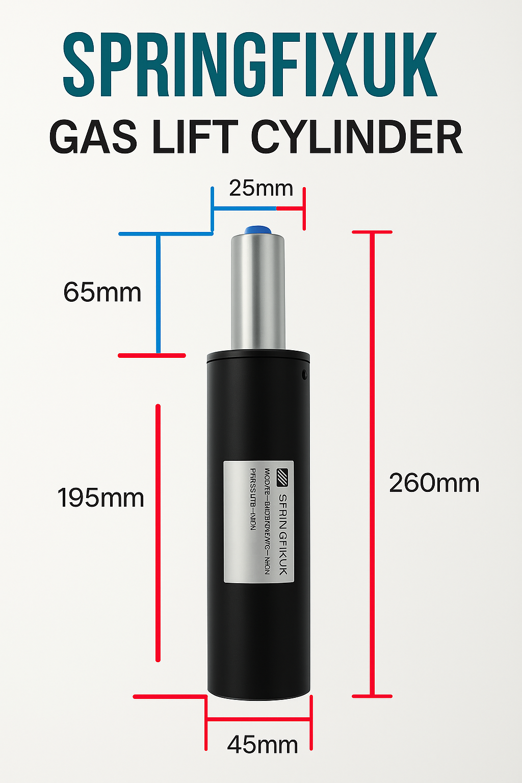 Office Chair Gas Lift Cylinder 260mm Replacement Shock Absorber Strut Steel