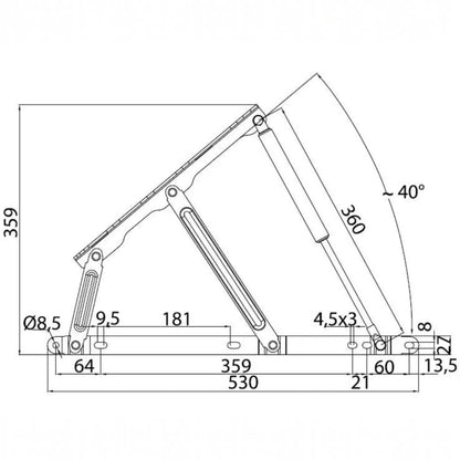Ottoman Bed Lift Mechanism Set hinge dimensions diagram SpringFixUk
