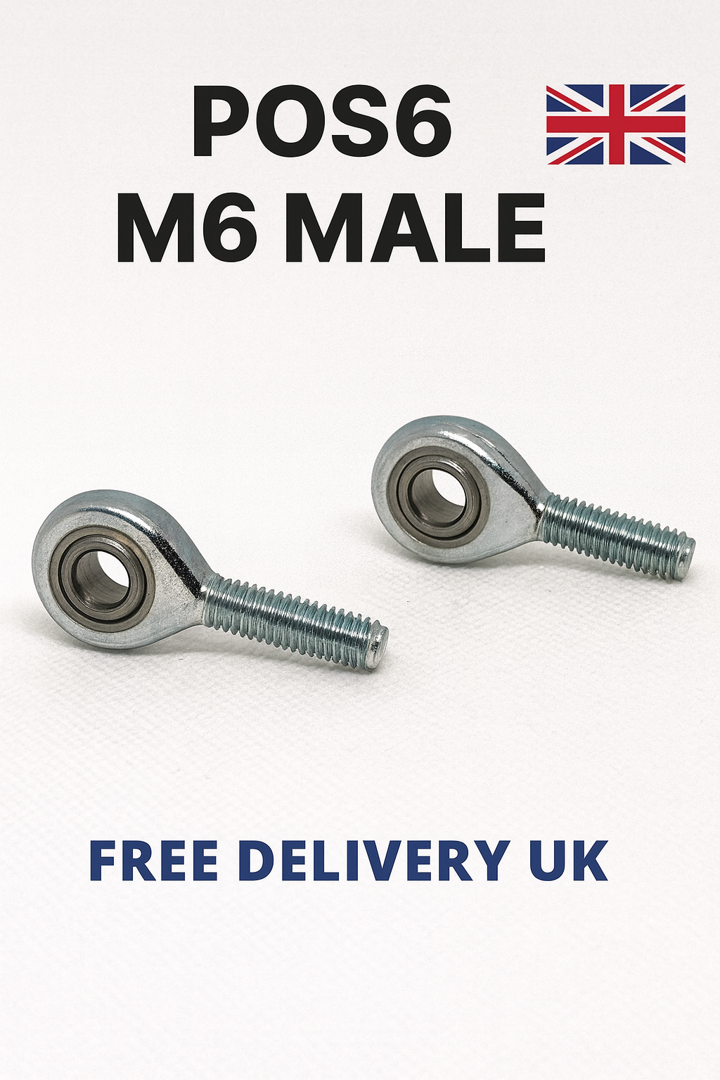 2x POS6 M6 Male Rod End Bearings 6mm Bore RH Heavy Duty Rose Joints UK