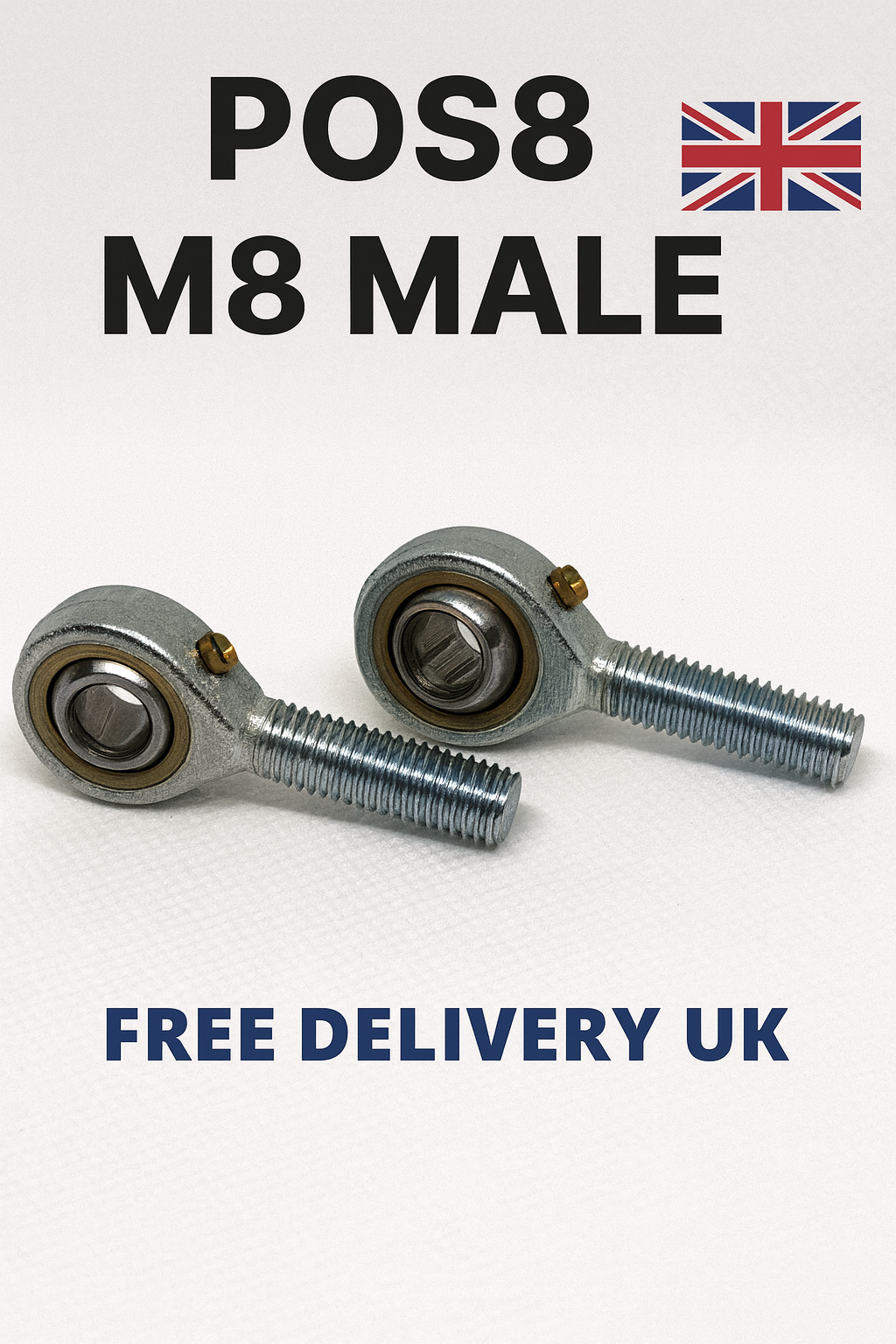 2x POS8 M8 Male Rod End Bearings 8mm Bore RH Heavy Duty Rose Joints UK