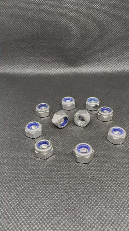 10x M8 Nyloc Lock Nuts A2 Stainless Steel Hex Anti Vibration DIN 985 Standard