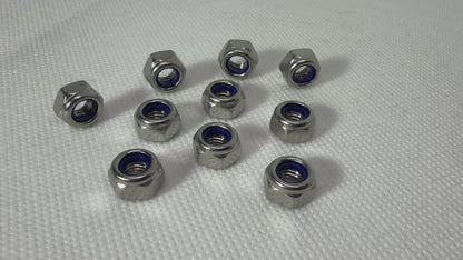 10x M6 x1.0 A2 Stainless Steel Nyloc Lock Nuts DIN 985 Nylon Insert