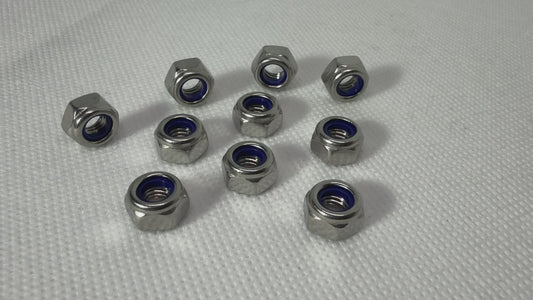 M6 Stainless Steel Nyloc Lock Nuts A2 304 DIN 985 – 10 Pack | SpringFix UK