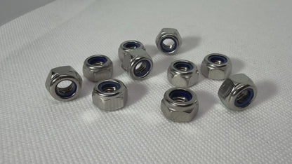 10x M8 x1.25 A2 Stainless Steel Nyloc Lock Nuts DIN 985 Nylon Insert
