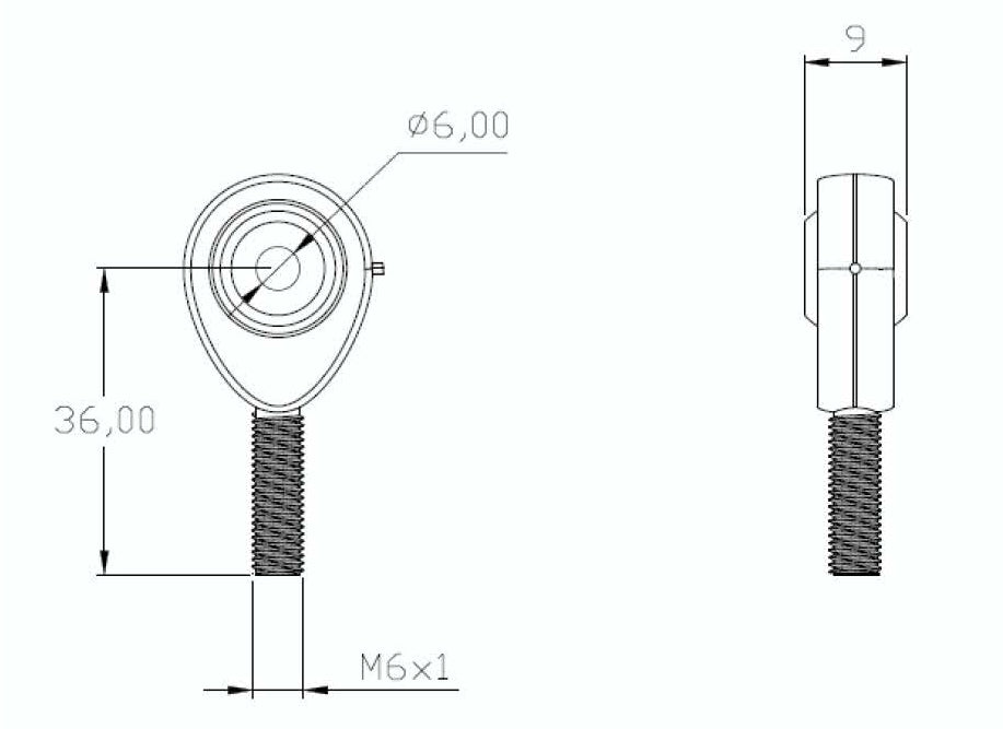 2x POS6 M6 Male Rod End Bearings 6mm Bore RH Heavy Duty Rose Joints UK