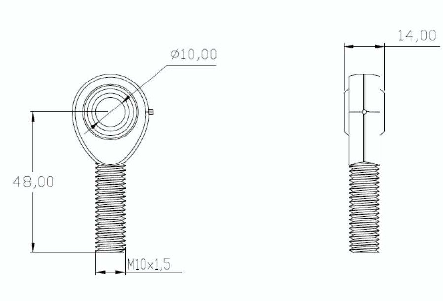 2x POS10 M10 Male Rod End Bearings 10mm Bore RH Heavy Duty Rose Joints UK