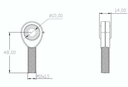 2x POS10 M10 Male Rod End Bearings 10mm Bore RH Heavy Duty Rose Joints UK