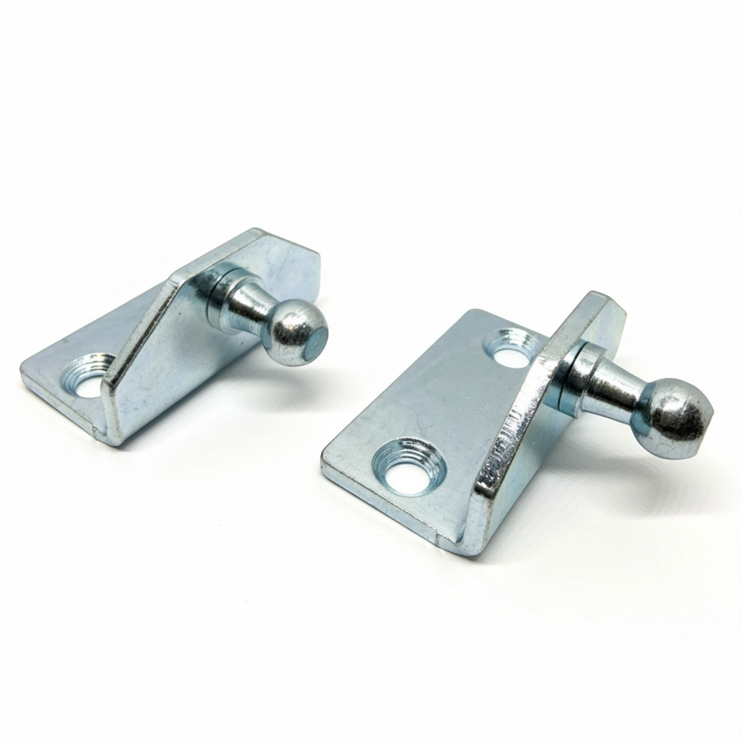 SpringFixUk pair of zinc-plated steel gas strut brackets with 10mm ball stud, left-hand side mount.