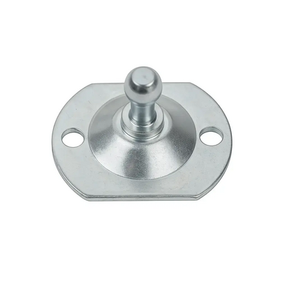 SpringFixUk zinc-plated steel flat plate bracket with a fixed 10mm ball stud for gas struts.