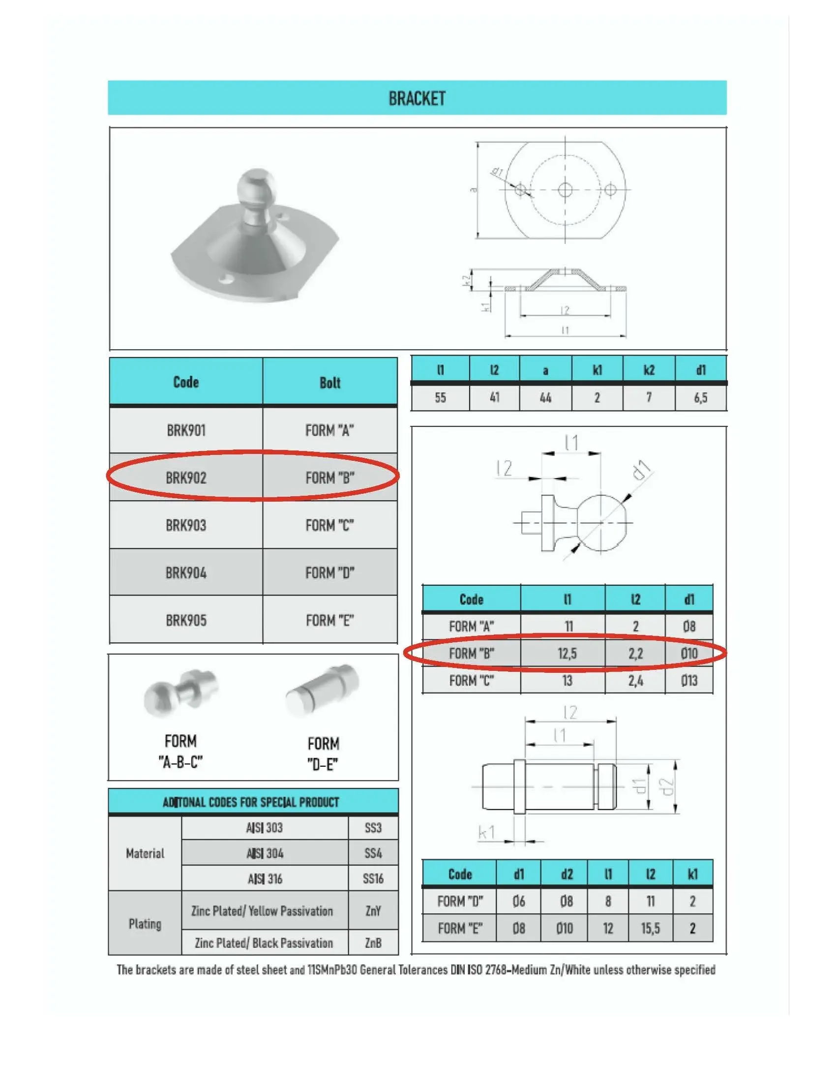 SpringFixUk 2x zinc-plated steel flat plate brackets with 10mm ball stud for gas struts.