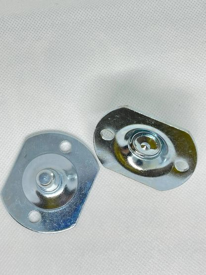 SpringFixUk pair of zinc-plated steel flat plate brackets with fixed 10mm ball studs for gas struts.