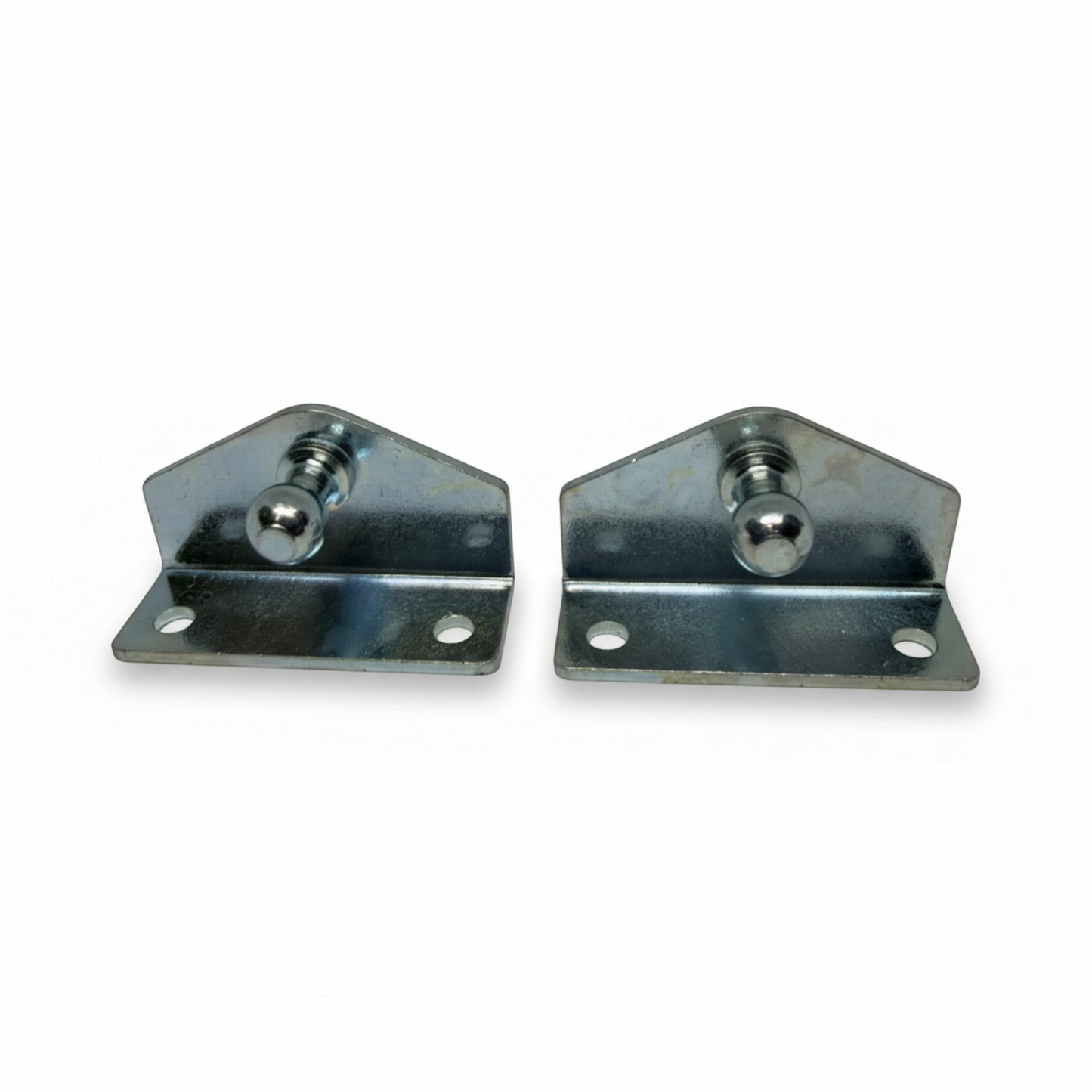SpringFixUk 2x 10mm zinc plated steel L bracket gas strut mounts with ball stud. Ideal for cabinets and toolboxes.