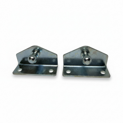 SpringFixUk 2x 10mm zinc plated steel L bracket gas strut mounts with ball stud. Ideal for cabinets and toolboxes.