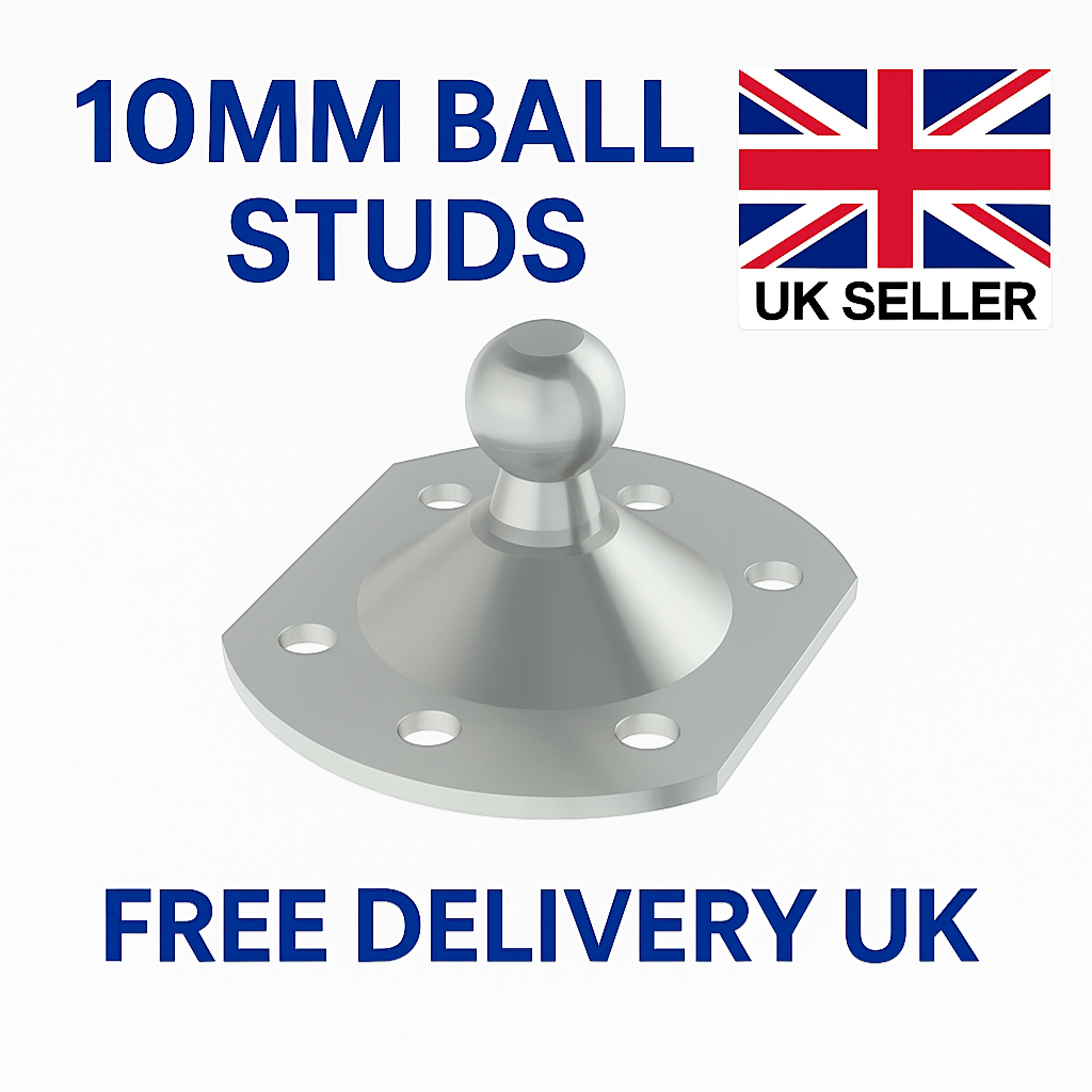 SpringFixUk 2x 10mm zinc plated steel gas strut ball stud mounting plates with pre-drilled holes.