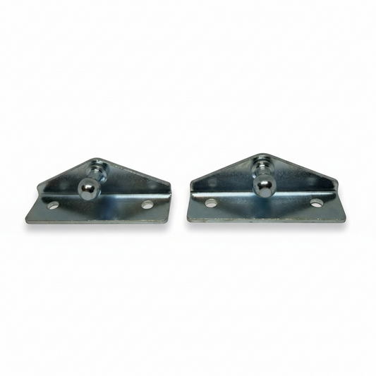 SpringFixUk 2x zinc plated steel low profile gas strut brackets with 10mm ball stud mounts.