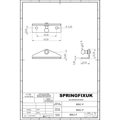 SpringFixUk 2x 10mm low profile zinc plated steel gas strut mounting brackets with ball stud.