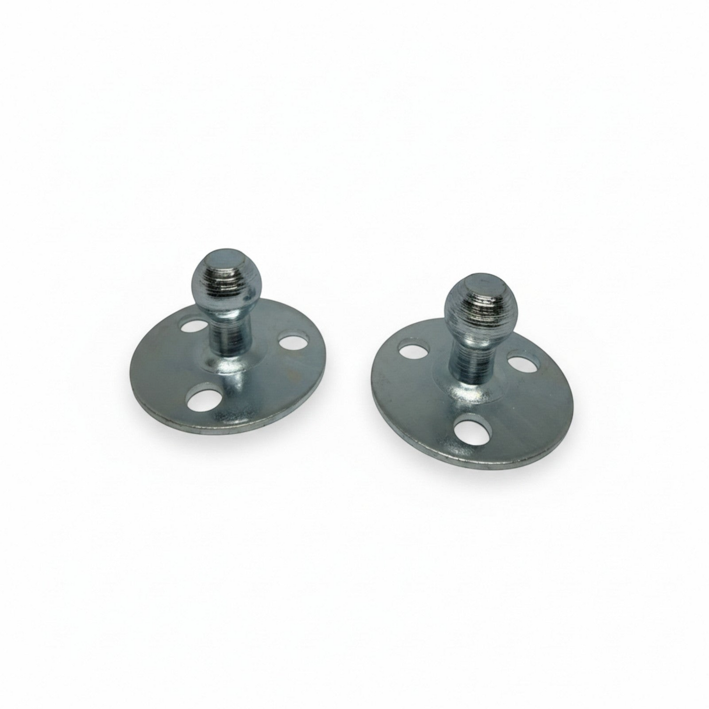 SpringFixUk pair of zinc plated steel gas strut mounting brackets with 10mm ball stud and 3 hole plate.