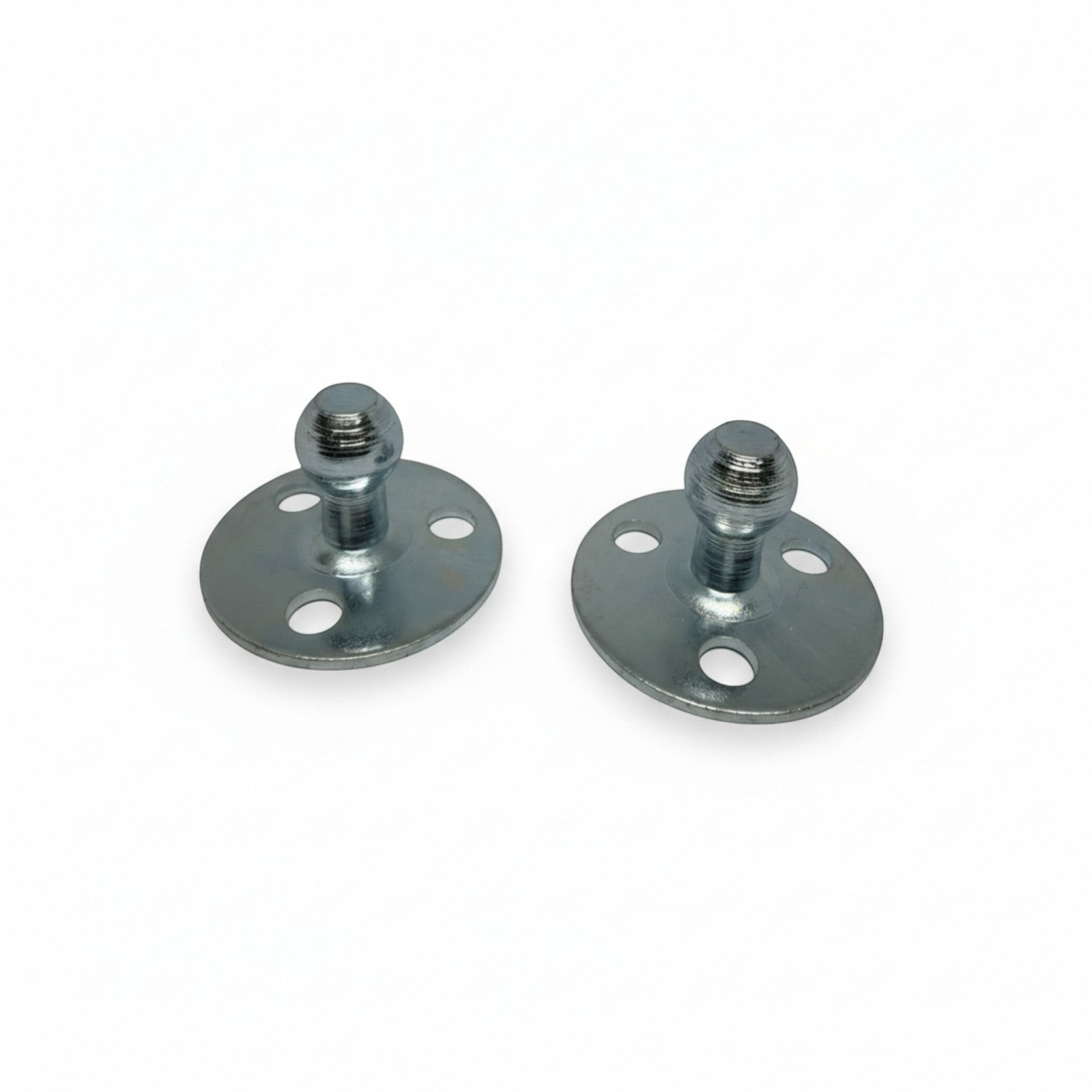 SpringFixUk pair of zinc plated steel gas strut mounting brackets with 10mm ball stud and 3 hole plate.